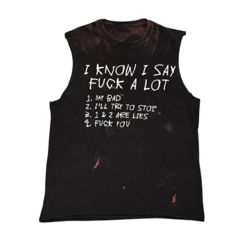 Spencer’s grunge i know i say f*ck a lot graphic cut off tank top